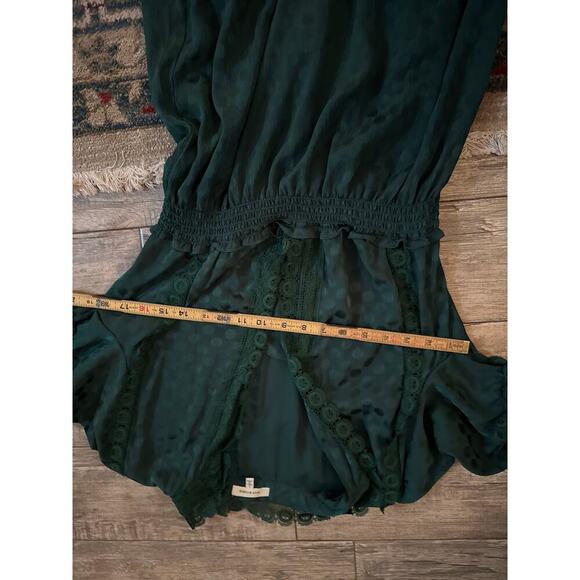 Max Studio Emerald Green Jacquard Dot Lace Trim Maxi Dress Size Large - Picture 6 of 7